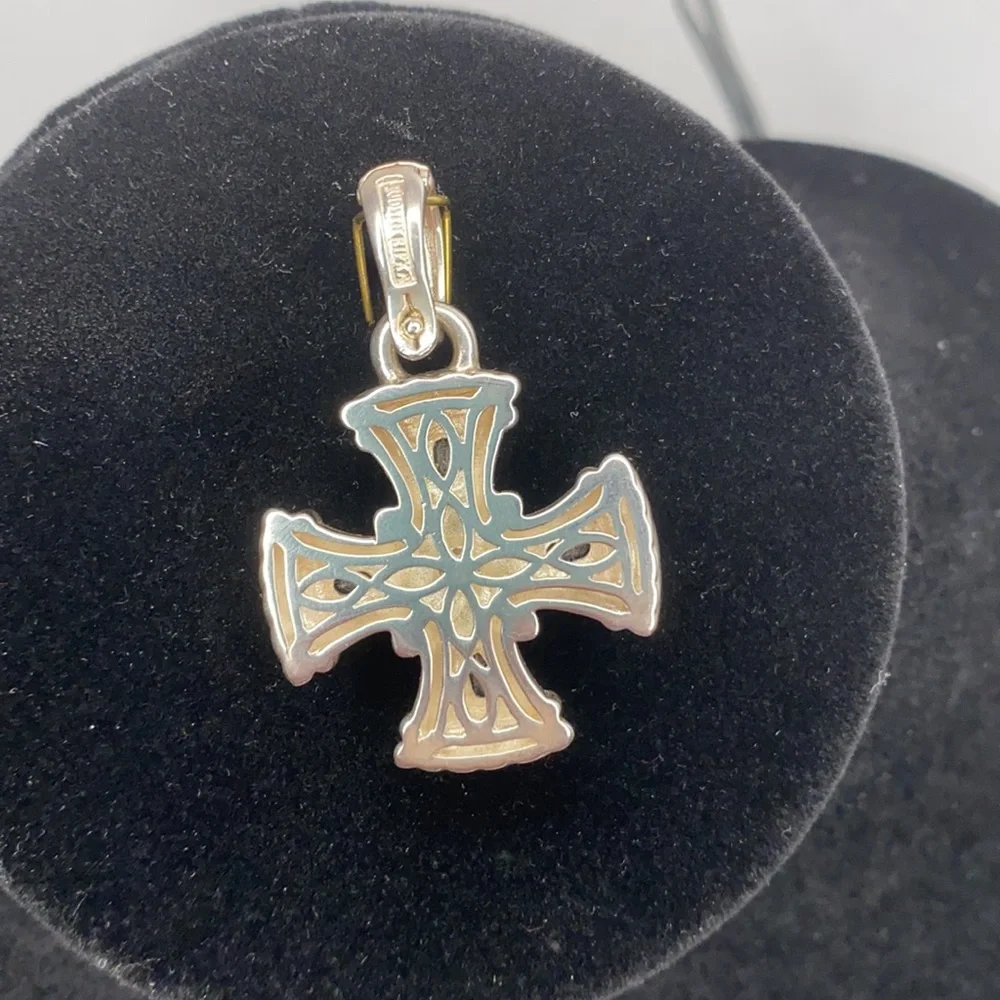 Judith Ripka Pearl and Sapphire Maltese cross Enhancer.925 - Picture 3 of 5